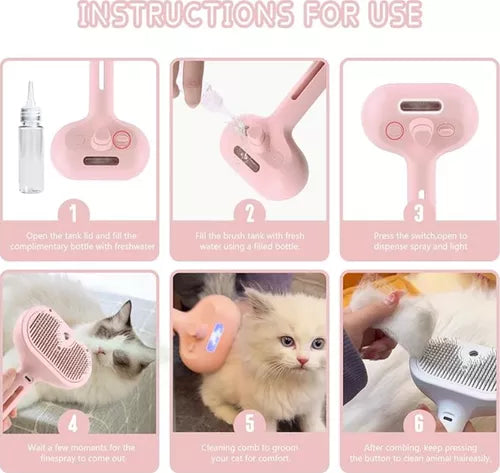 Cepillo Vapor Para Mascotas Con Luz
