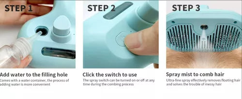 Cepillo Vapor Para Mascotas Con Luz