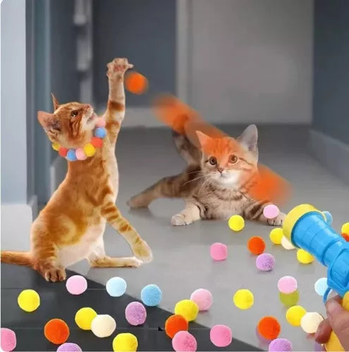 Juguete Para Gato Pistola Lanza Bolas Pelotas Wuufu