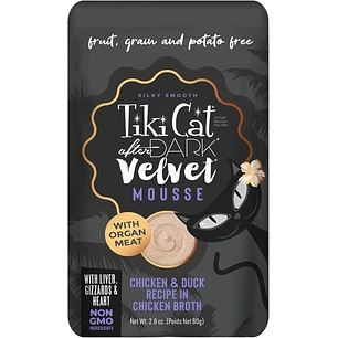 Tiki Cat After Dark Velvet Mouse Chicken & Duck Recipe in Chicken Broth