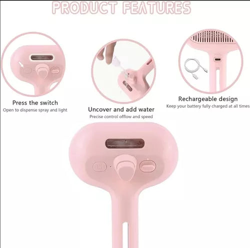 Cepillo Vapor Para Mascotas Con Luz