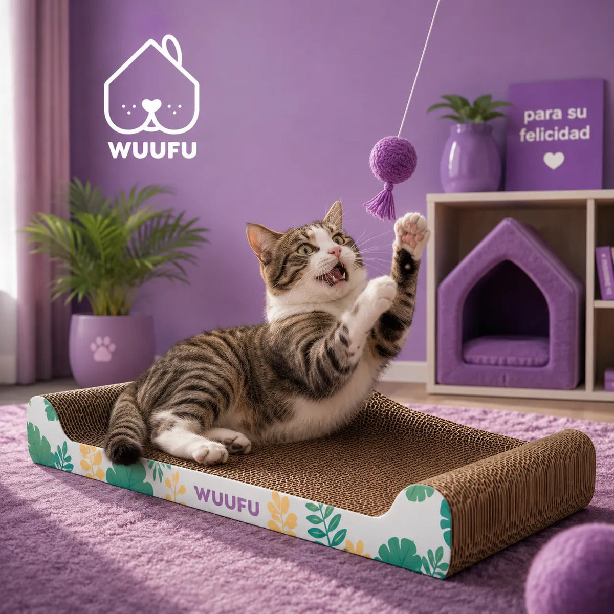 Rascador Para Gato Tipo Mueble Largo 49cm Wuufu Cafe