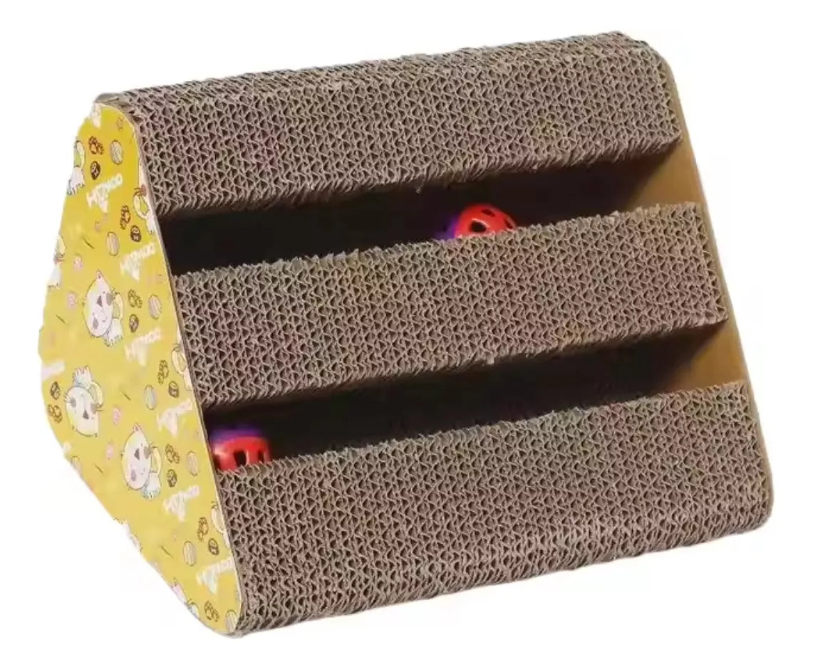 Rascador Para Gatos Con Juguetes triangular Mediano Color Café