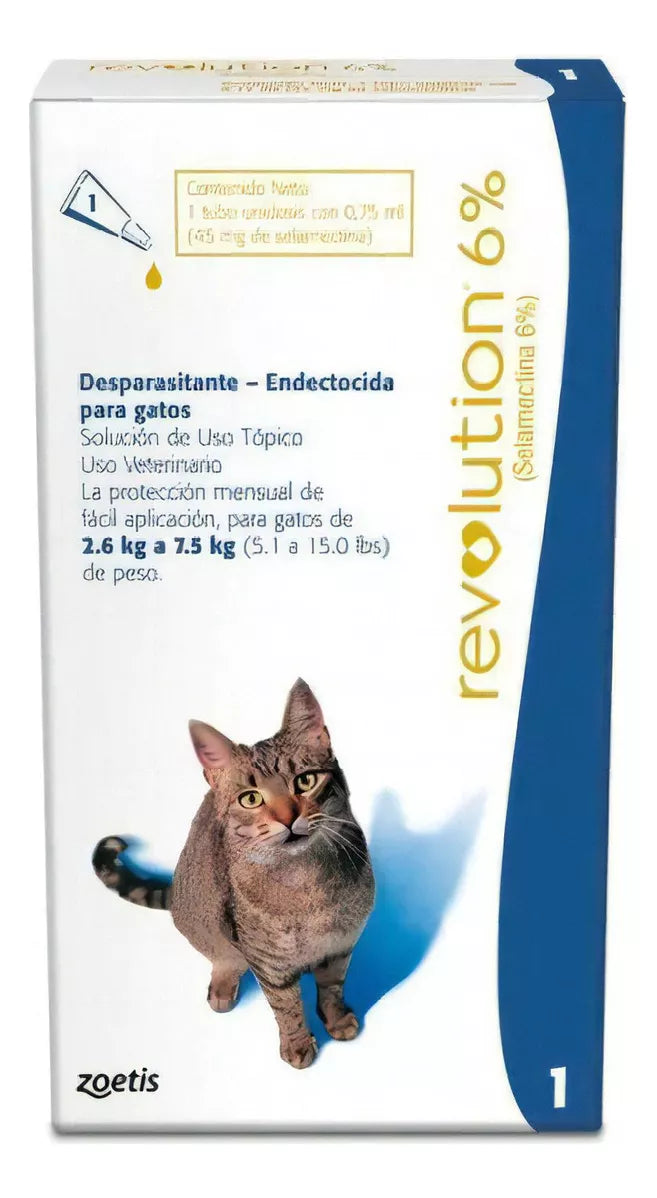 Revolution 6% 0.75 ml 45mg de Selamectiva, de 2.6 a 7.5 Kg