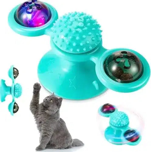 Spinner para gato Juguete Giratorio Interactivo Molino Bola Luz Gatera Masaje