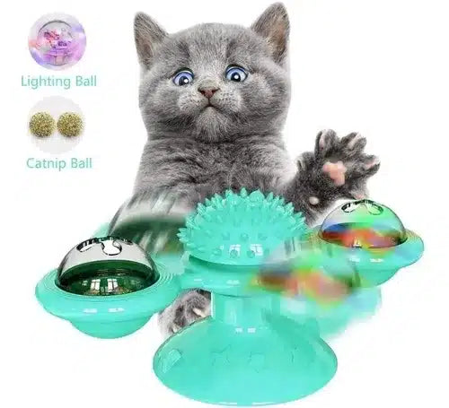 Spinner para gato Juguete Giratorio Interactivo Molino Bola Luz Gatera Masaje