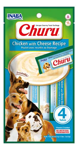Inaba Dog Snack Churu 4 Piezas - Chicken With Cheese - Pollo Y Queso 56 Gr