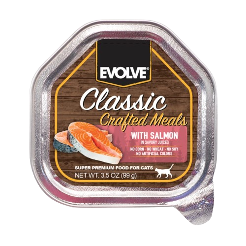 EVOLVE CAT CLASSIC BANDEJA CRAFTED MEALS SALMON 3.5 OZ-99 GR