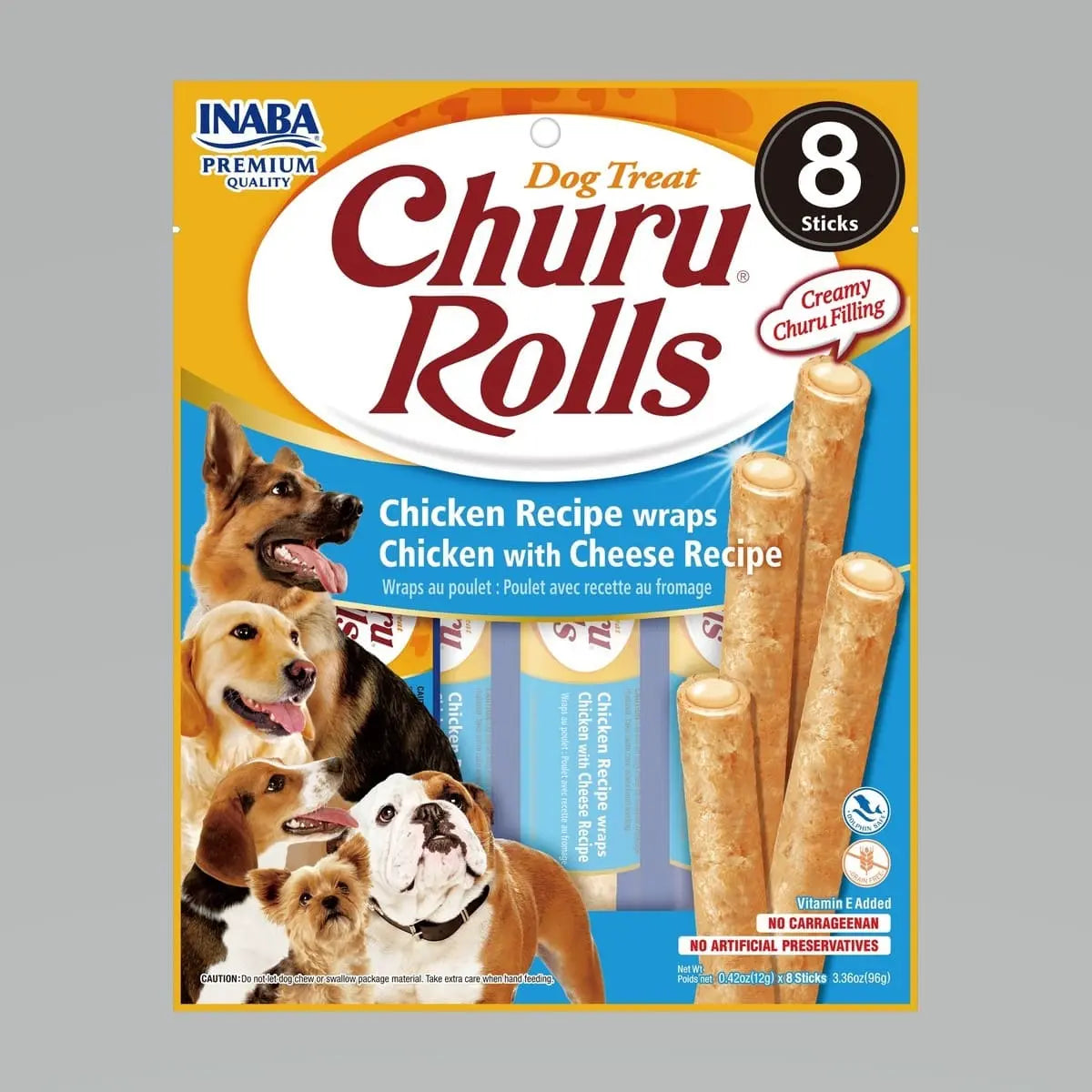 Inaba Dog Snack Churu - Rolls 8P Chicken With Cheese 96 Gr