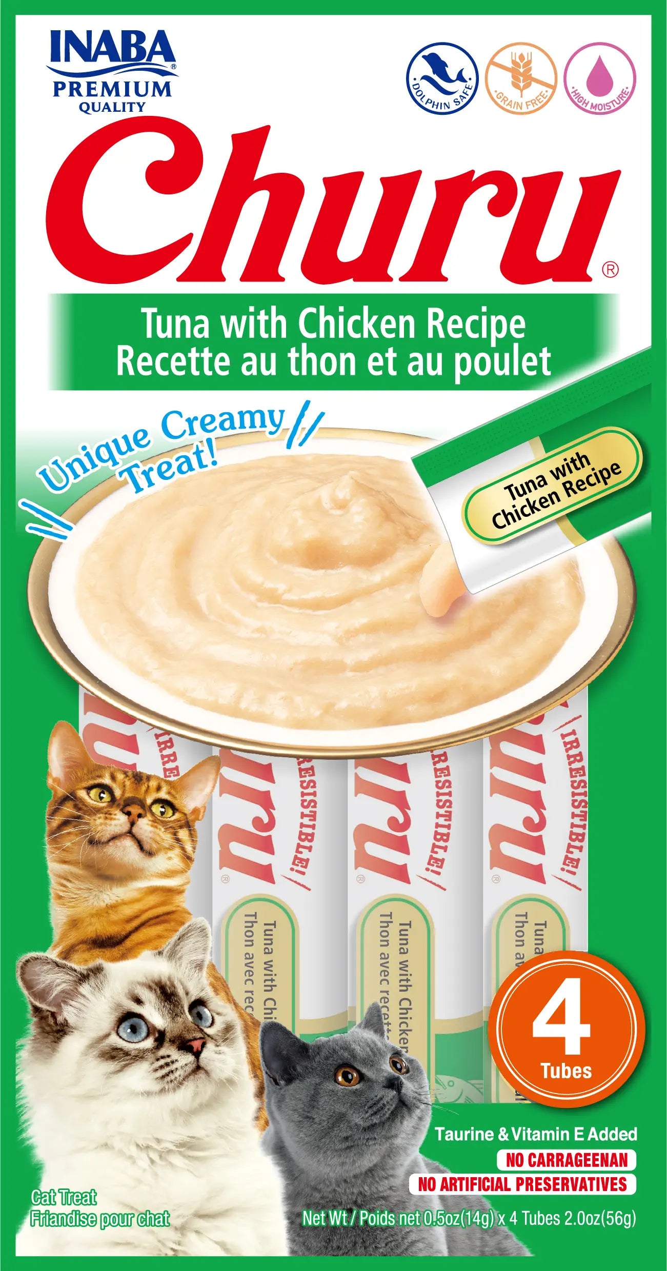 Inaba Cat Snack Churu 4 Piezas - Tuna With Chicken - Atún Y Pollo 56 Gr