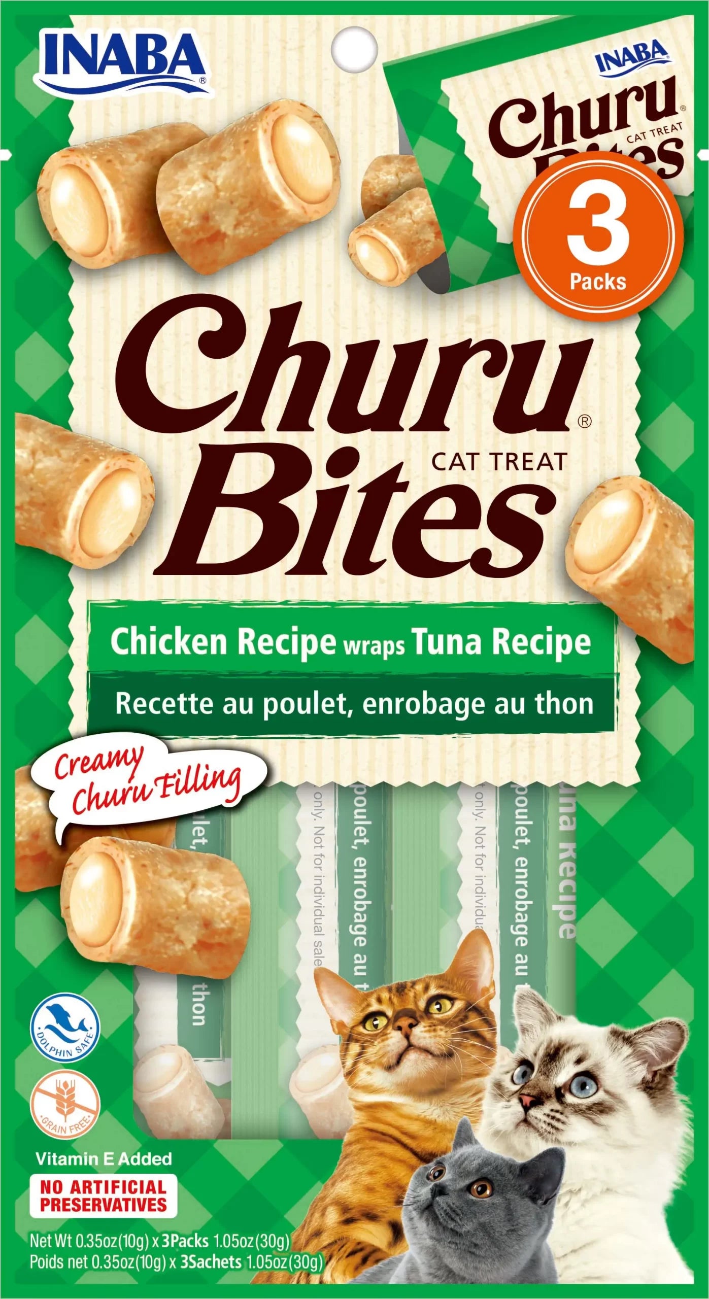 Inaba Cat Snack Churu Bites Pollo Wraps 3 Piezas - Atún 30 Gr