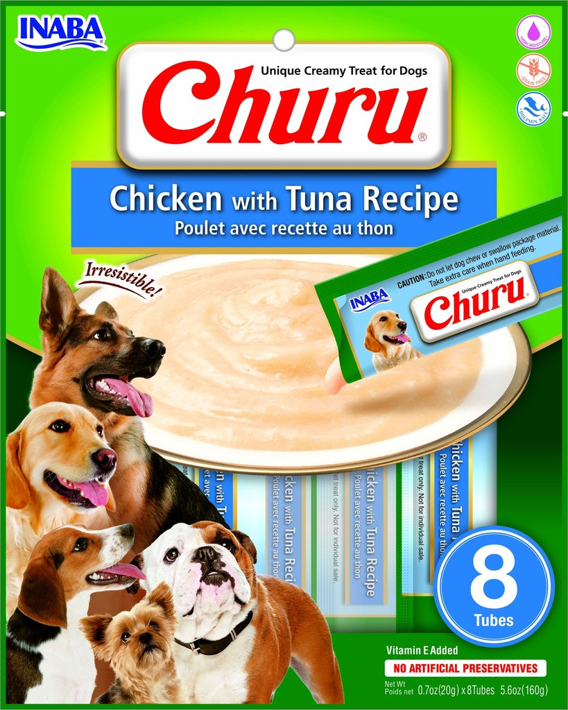 Inaba Dog Snack Churu 8 Piezas - Chicken With Tuna - Pollo Y Atún 160 Gr