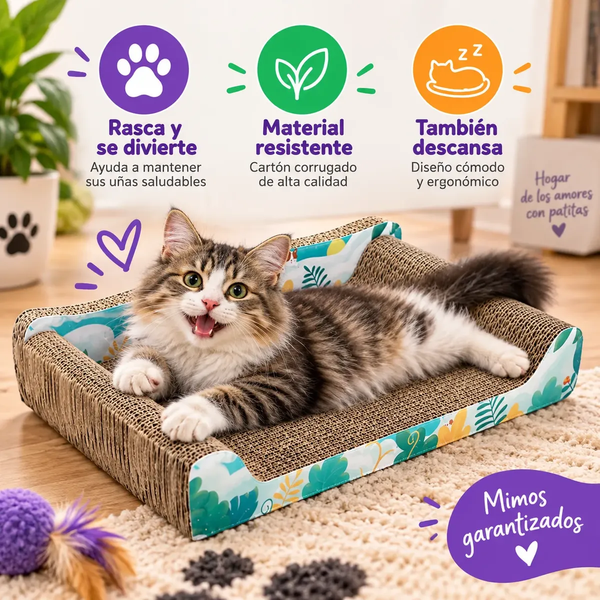 Rascador Para Gato Tipo Mueble Largo 49cm Wuufu Cafe