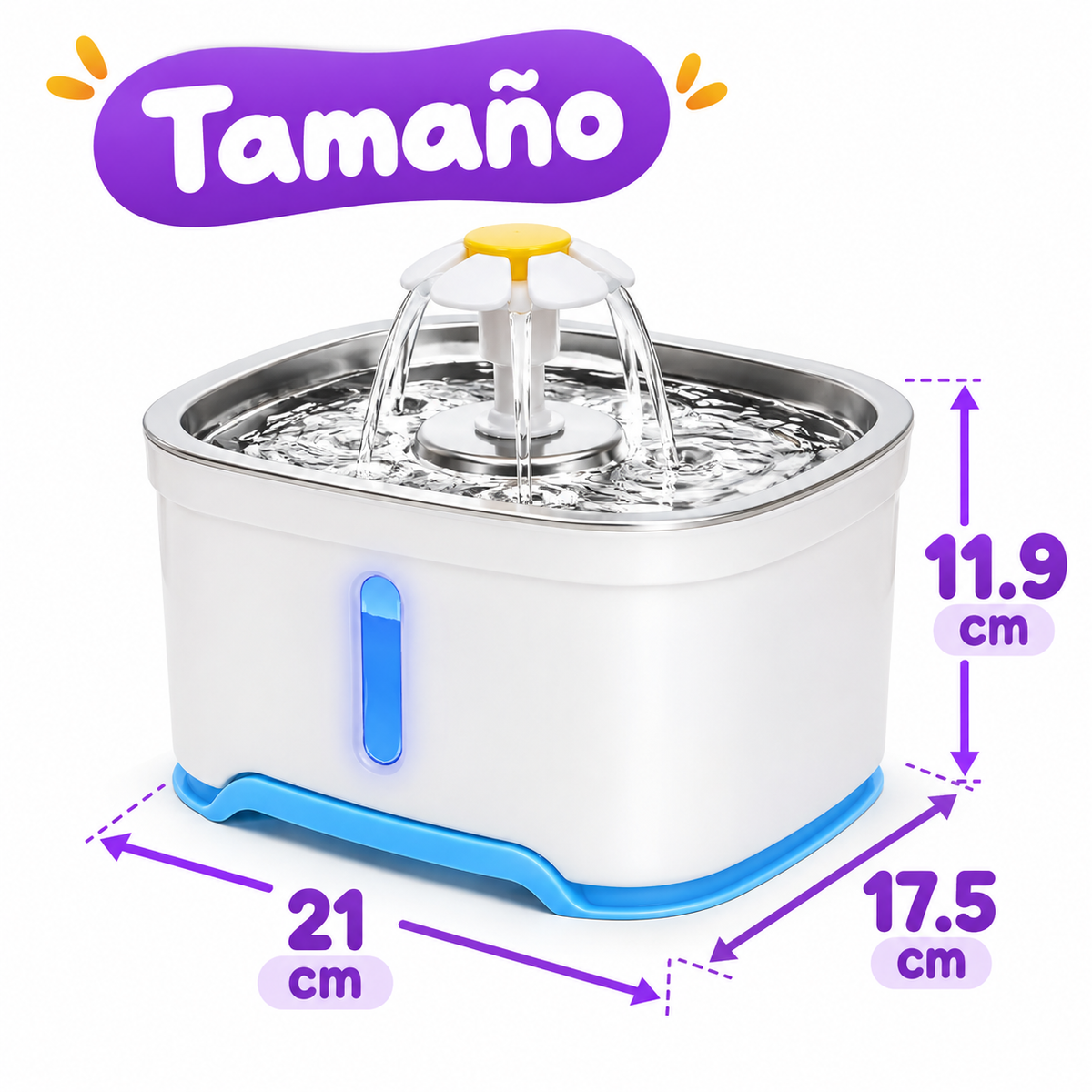Fuente De Agua Wuufu En Acero Inoxidable 2.5 Litros Con Luz Envio incluido