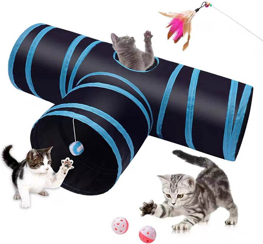 Juguete Interactivo Tunel Plegable Para Gatos 3 Salidas